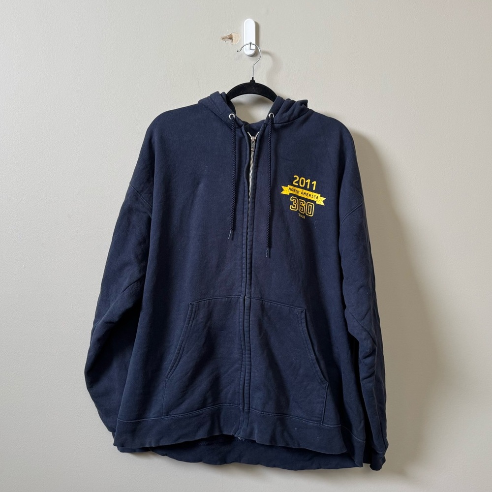 U2 360 North American 2011 Zip up navy blue adults unisex hoodie